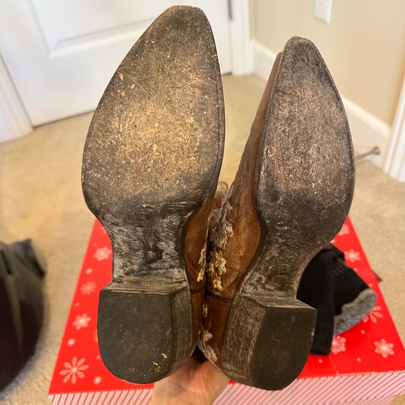 Brown Leather Embroidered Cowboy Boots Women’s Size 8.5B Made in Mexico Western - Picture 5 of 7